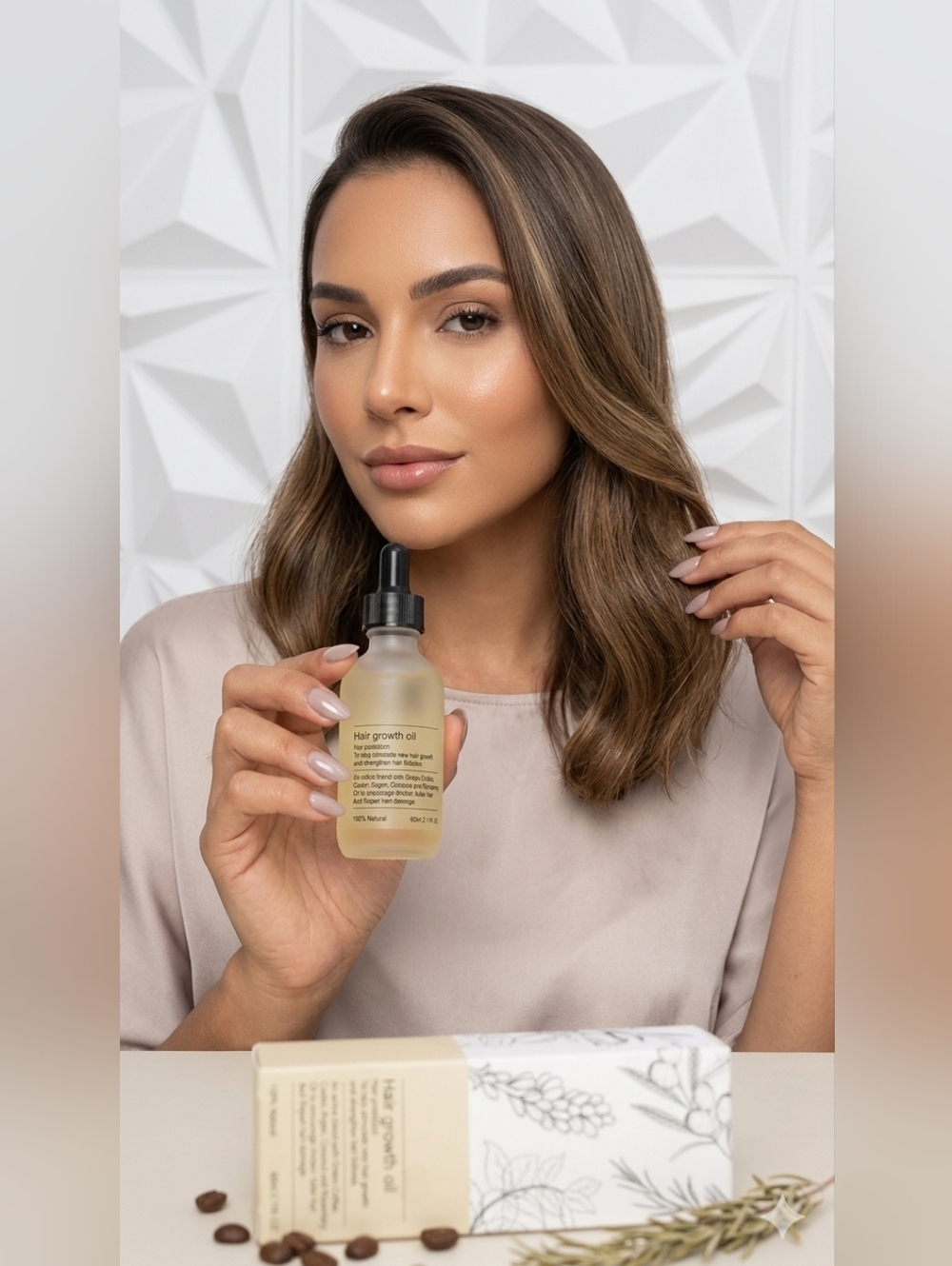 Hydrating Hair Growth Oil - Clear Glass Dropper Bottle, Light Yellow Oil